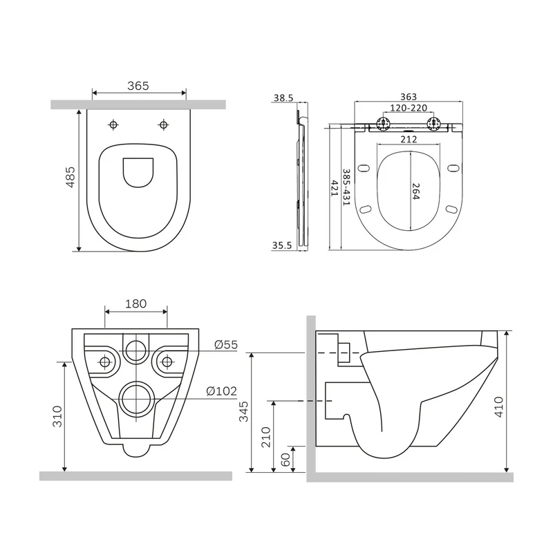 Wand-WC Spirit V2.0 FlashClean spülrandlos mit WC-Sitz – CSB1700SC