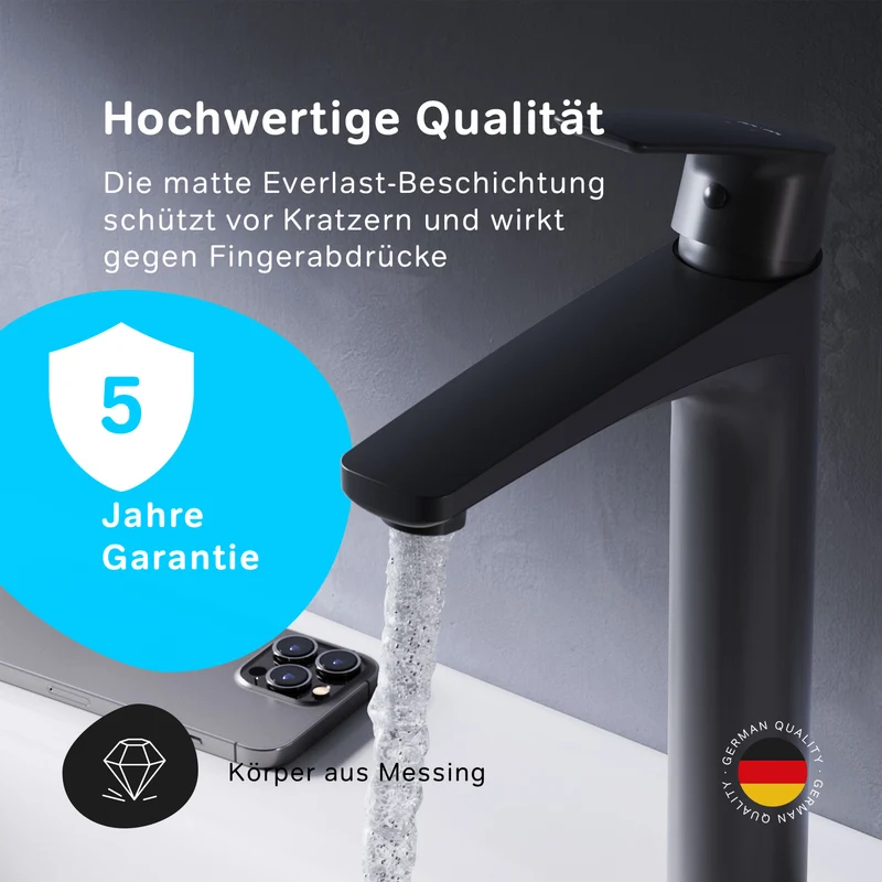 Hohe Waschtischarmatur Gem, Schwarz – FGA92022