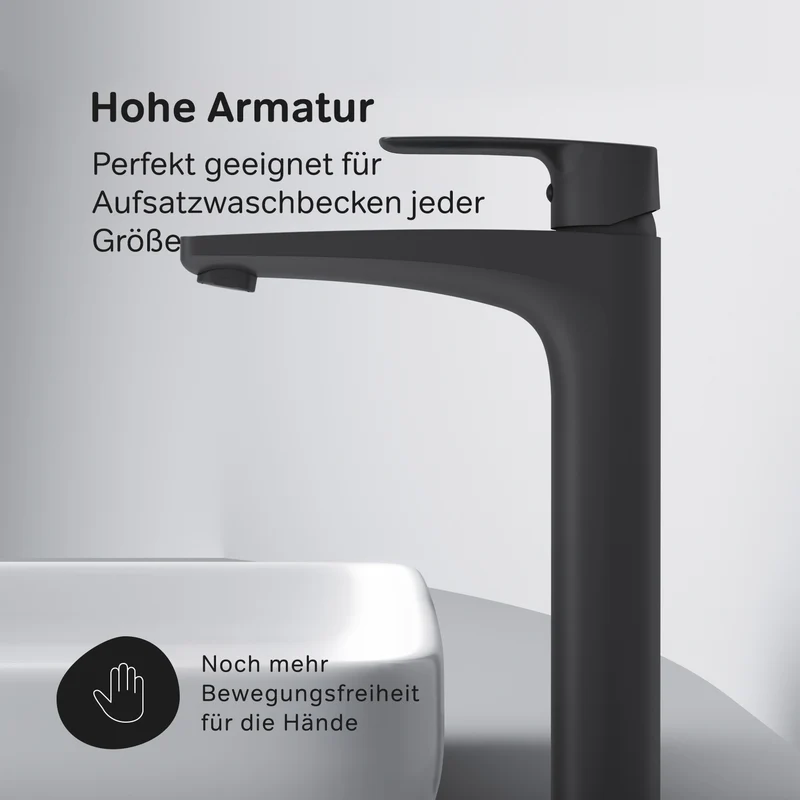 Hohe Waschtischarmatur Gem, Schwarz – FGA92022