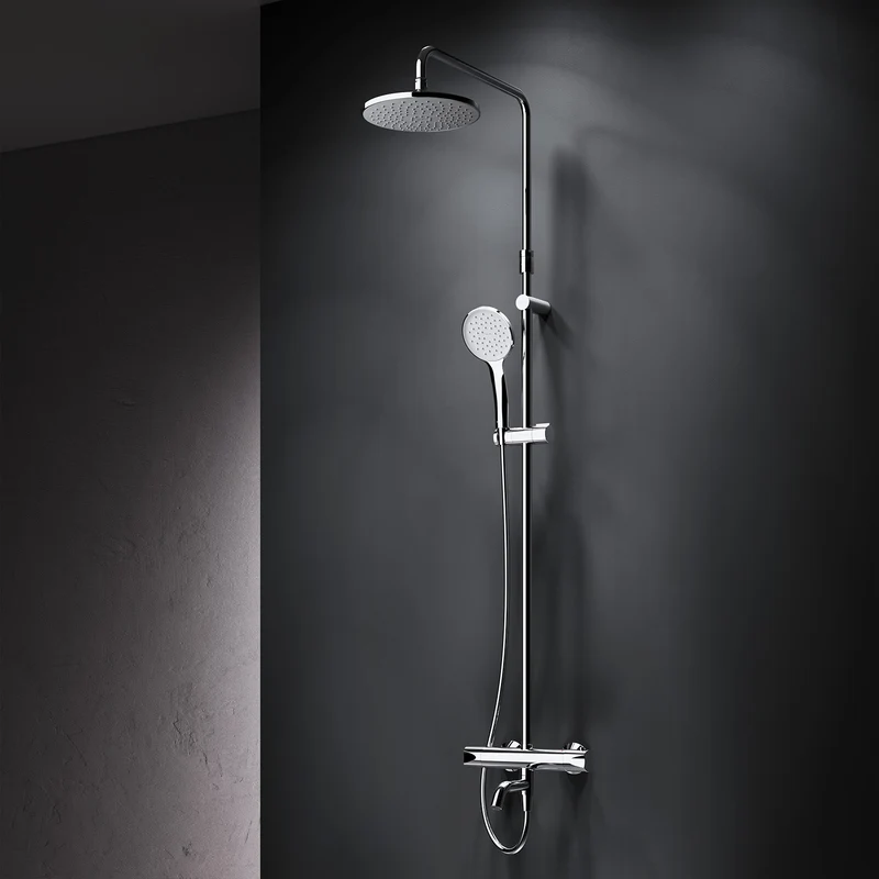 Duschsystem Hit mit Thermostat, Regendusche und Wanneneinlauf – F07TA500