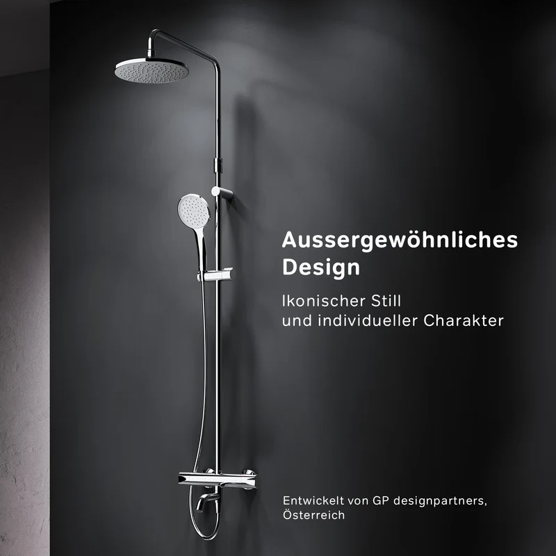 Duschsystem Hit mit Thermostat, Regendusche und Wanneneinlauf – F07TA500