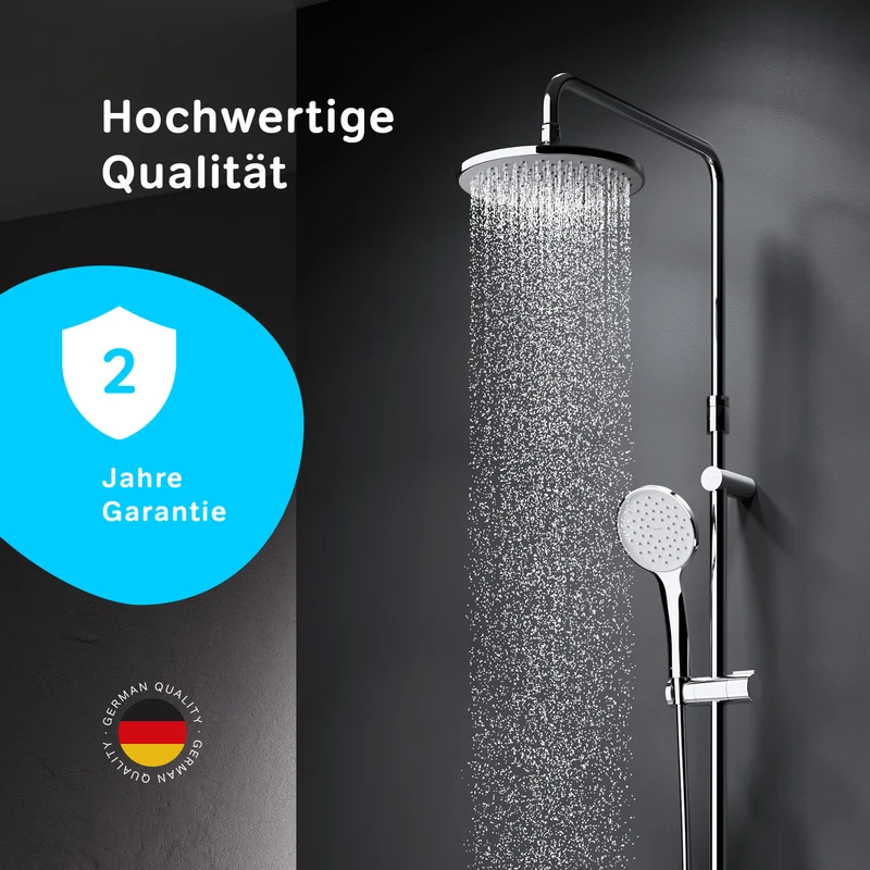 Duschsystem Hit mit Thermostat, Regendusche und Wanneneinlauf – F07TA500
