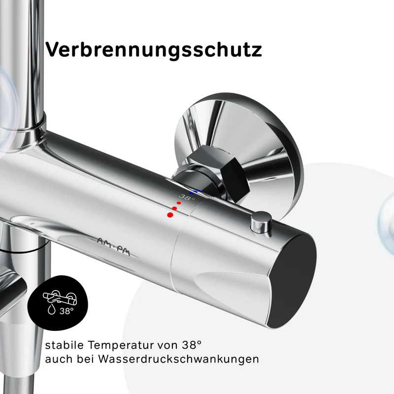 Duschsystem Hit mit Thermostat, Regendusche und Wanneneinlauf – F07TA500