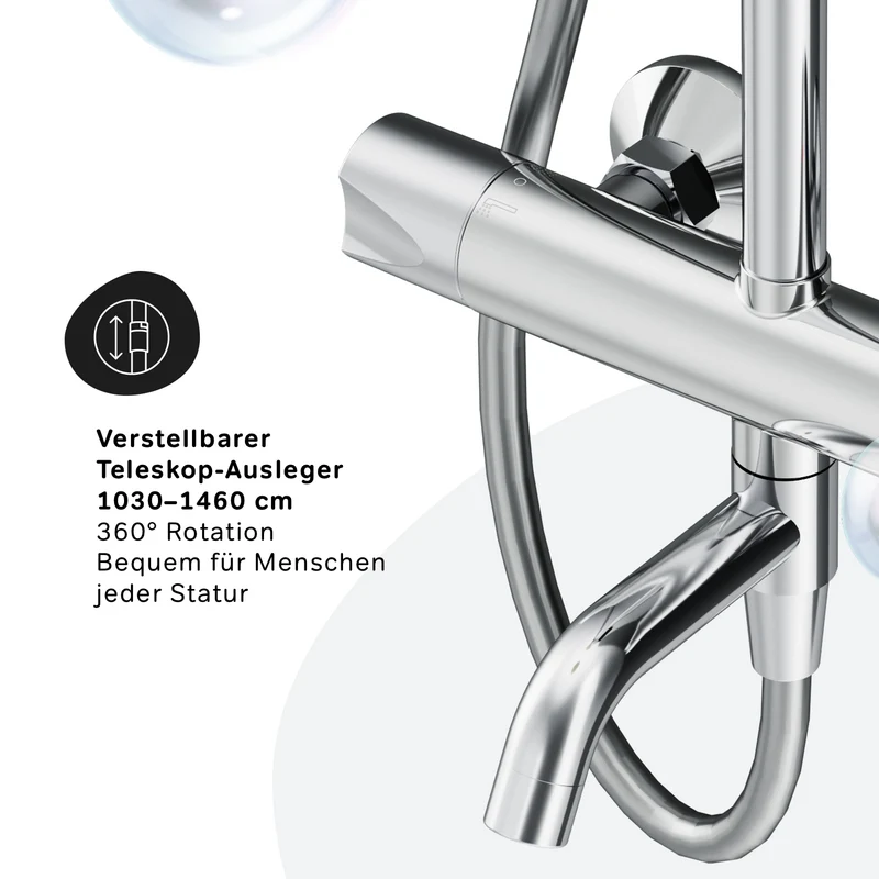 Duschsystem Hit mit Thermostat, Regendusche und Wanneneinlauf – F07TA500
