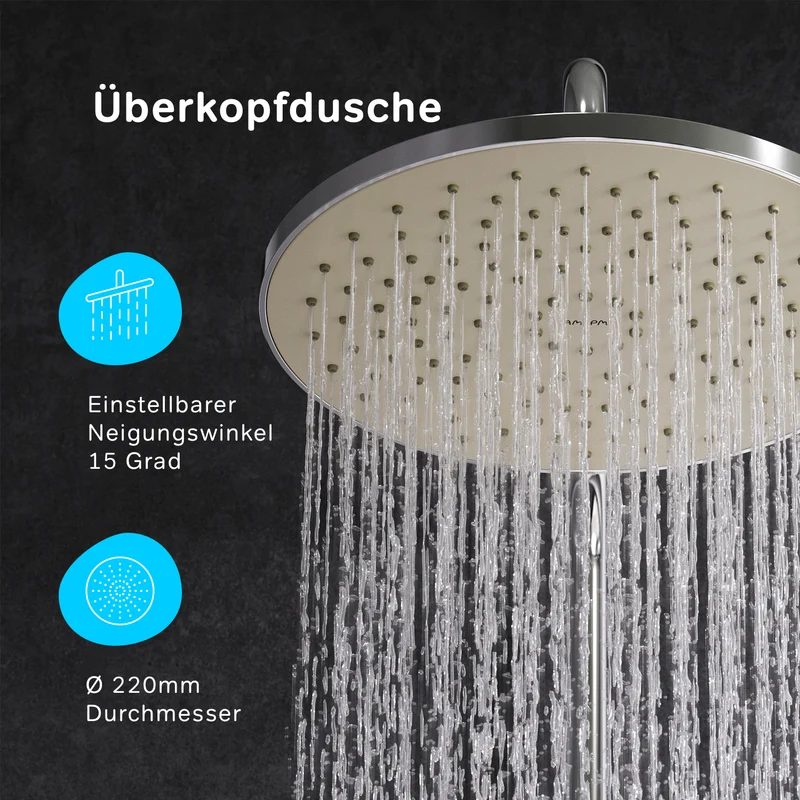 Duschsystem Hit mit Thermostat, Regendusche und Wanneneinlauf – F07TA500
