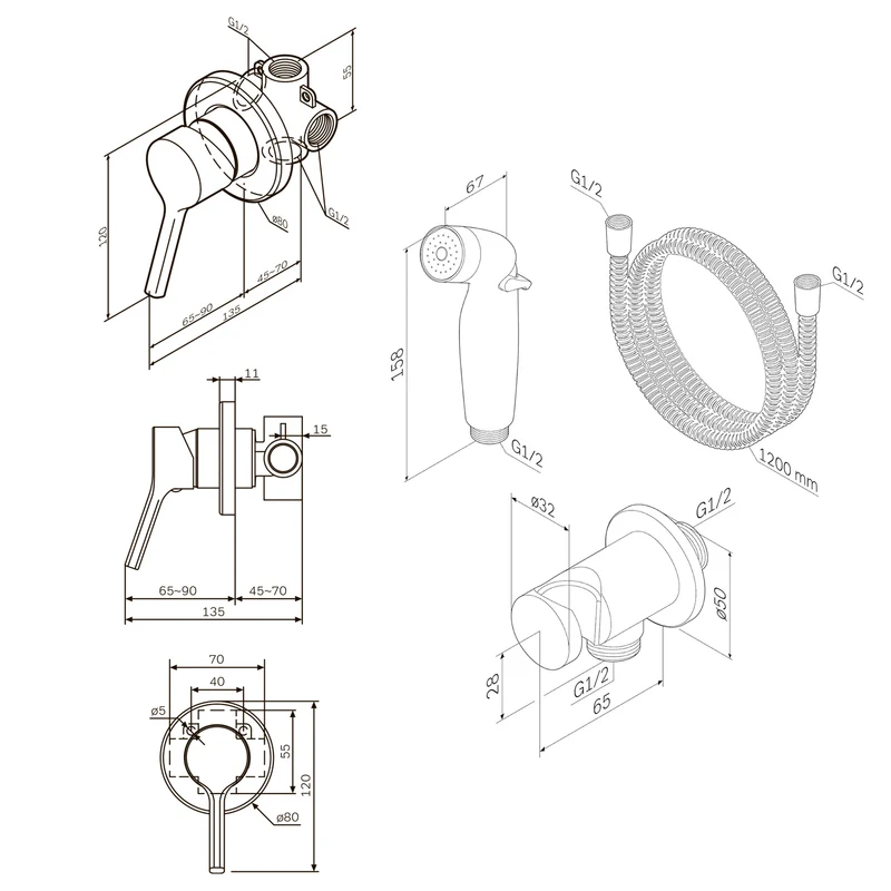 Hygieneset X-Joy S mit Bidet-Handbrause – F40HXB00