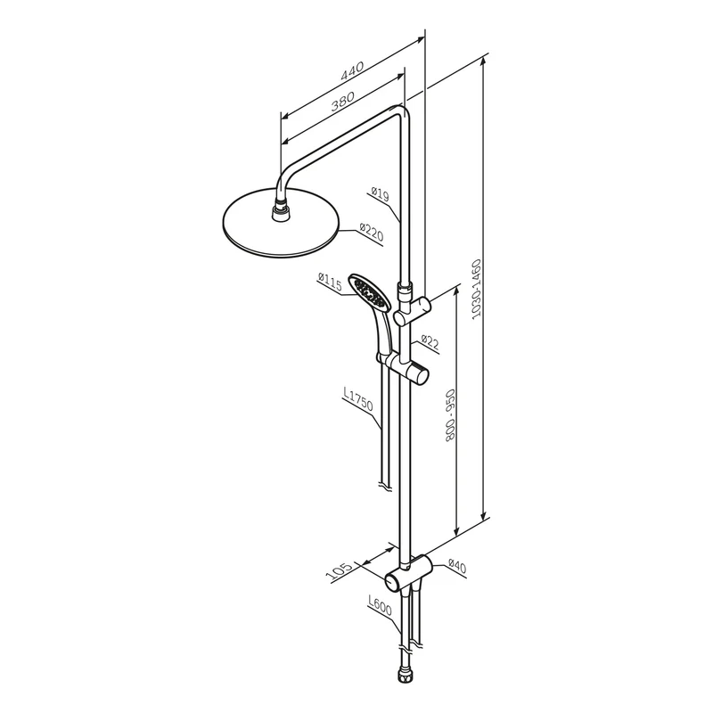 Duschsystem Hit mit Regendusche – F07TA000