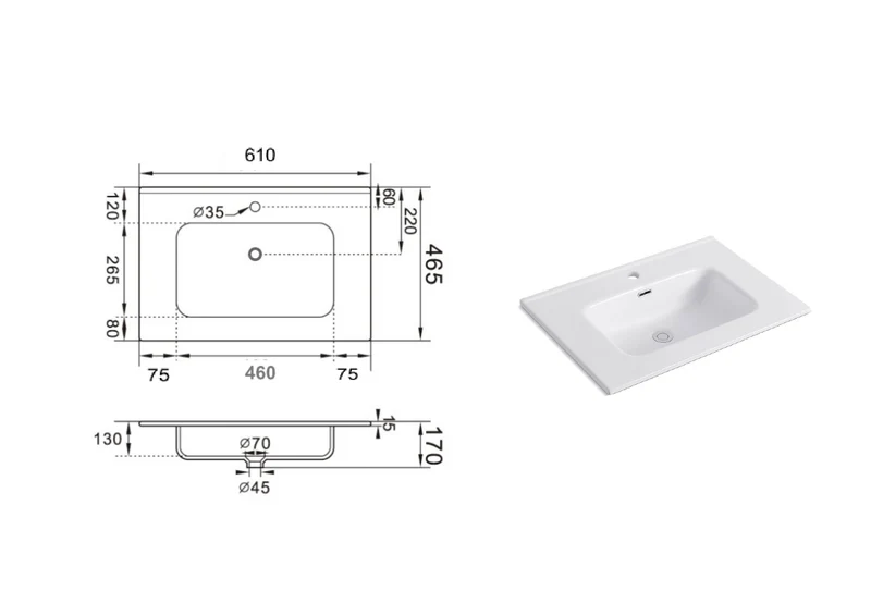 Lavabo da incasso FABRIS 2