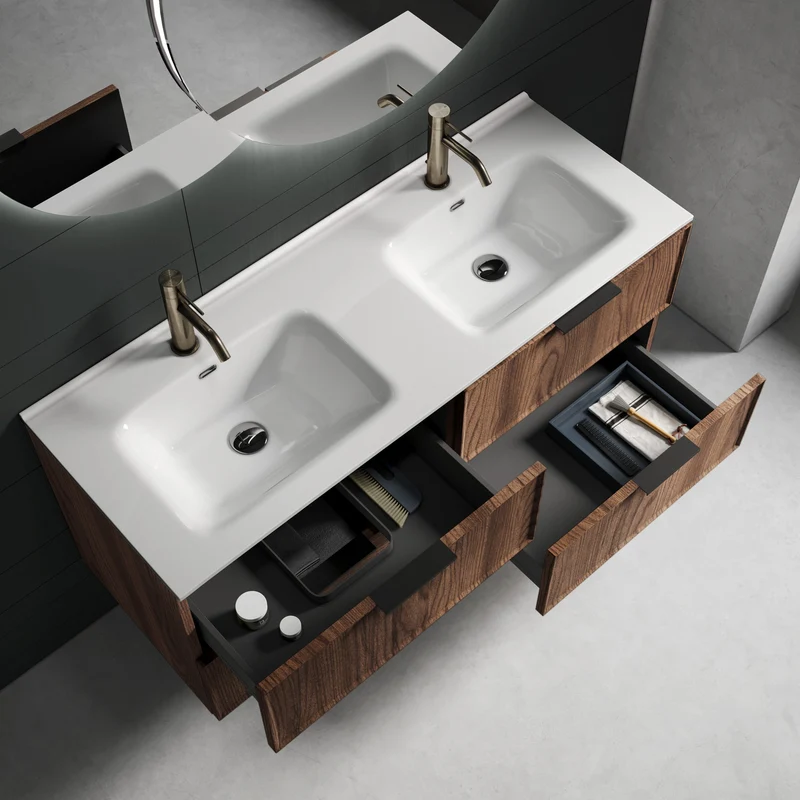 Composizione doppia vasca CUPIDO-61 rovere rio