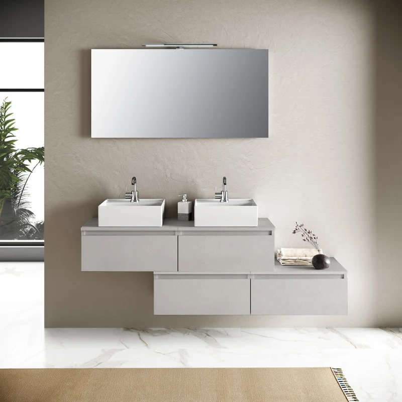 Composizione doppio lavabo YOKA-20 bianco pietra