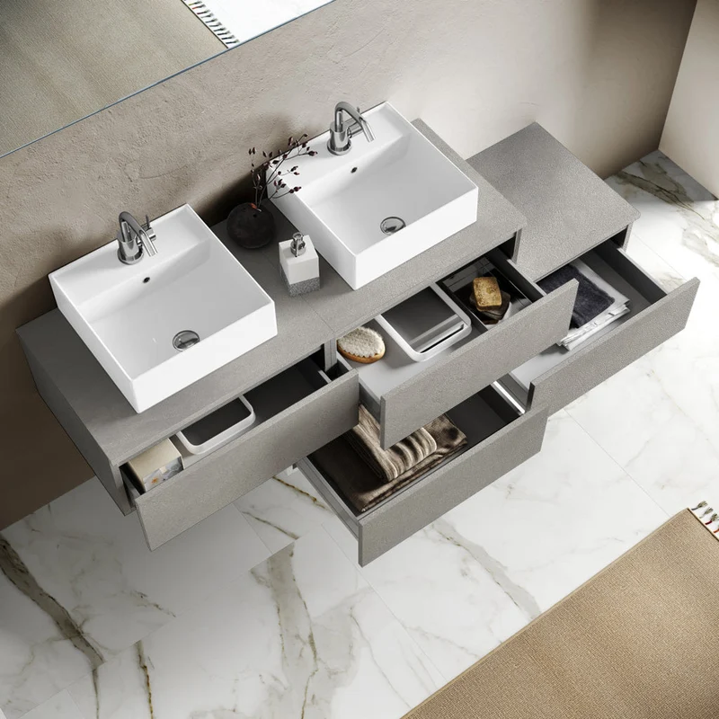 Composizione doppio lavabo YOKA-20 bianco pietra