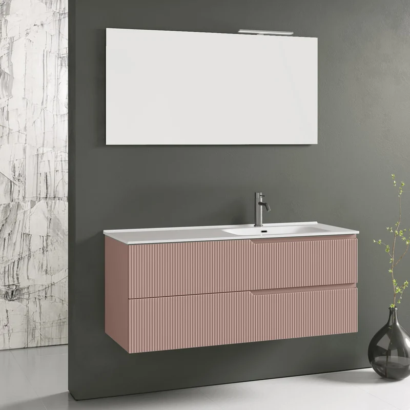 Composizione vasca DX 4 pezzi ZIP rosa cipria