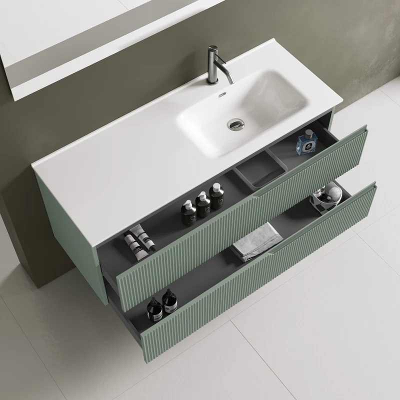 Composizione vasca DX 4 pezzi ZIP verde salvia