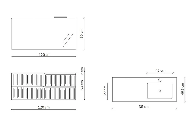 Composizione vasca DX 4 pezzi ZIP grigio opaco