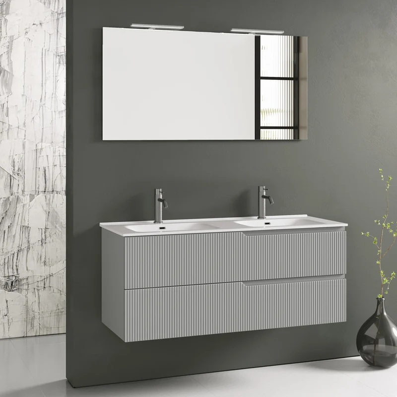 Composizione doppia vasca 5 pezzi ZIP grigio opaco