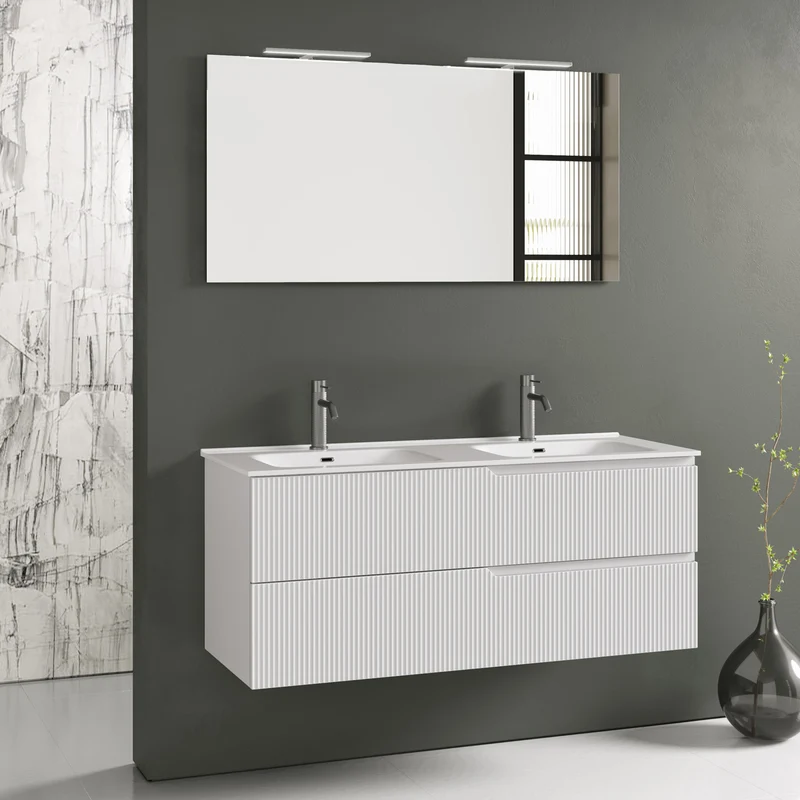 Composizione doppia vasca 5 pezzi ZIP bianco opaco