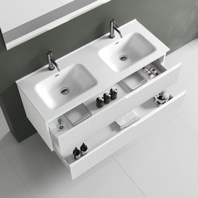 Composizione doppia vasca 5 pezzi ZIP bianco opaco