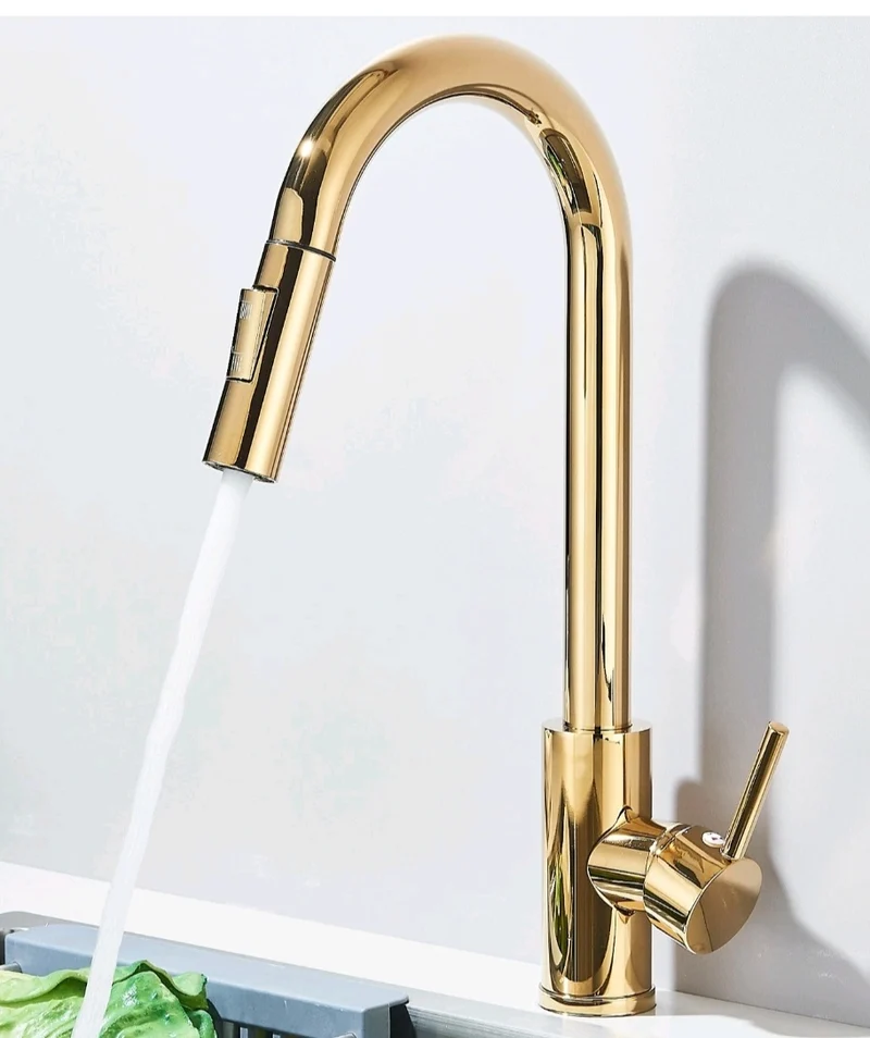 Küchenarmartur Mischbatterie Wasserhahn Gold Design Brause