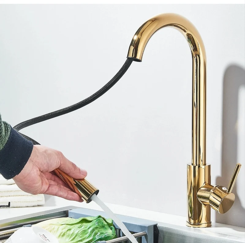 Küchenarmartur Mischbatterie Wasserhahn Gold Design Brause