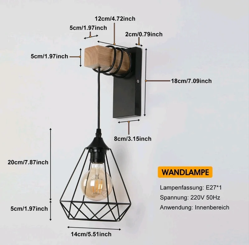 Wandleuchte Wandlampe Retro Vintage Design