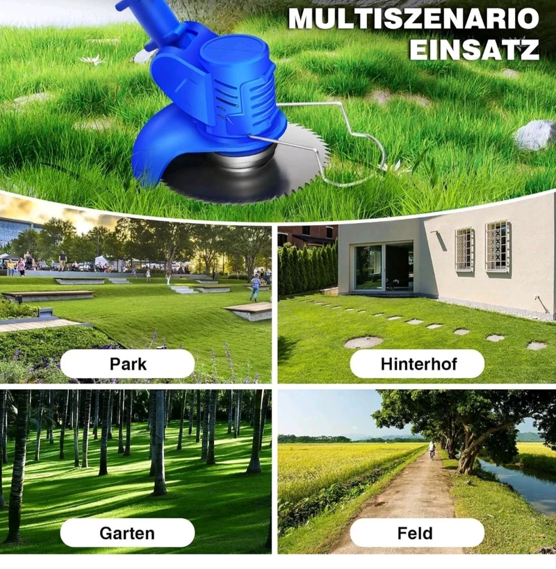 Akku Grasschneider Rasenmäher Rasentrimmer mit Zubehör