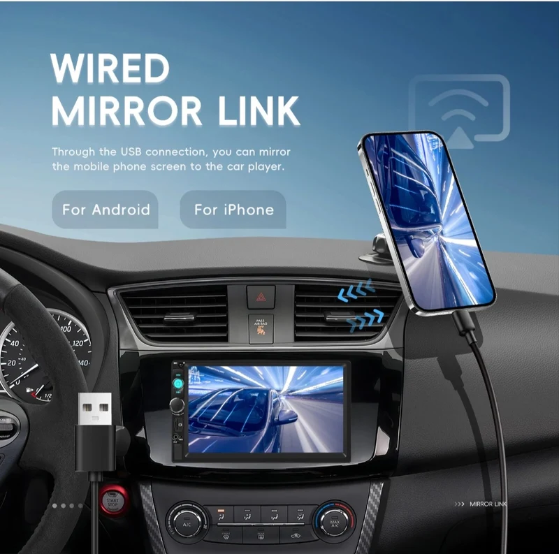 Autoradio Bluetooth Doppel Din2 Touchscreen 7 Zoll Rückfahrtkamera