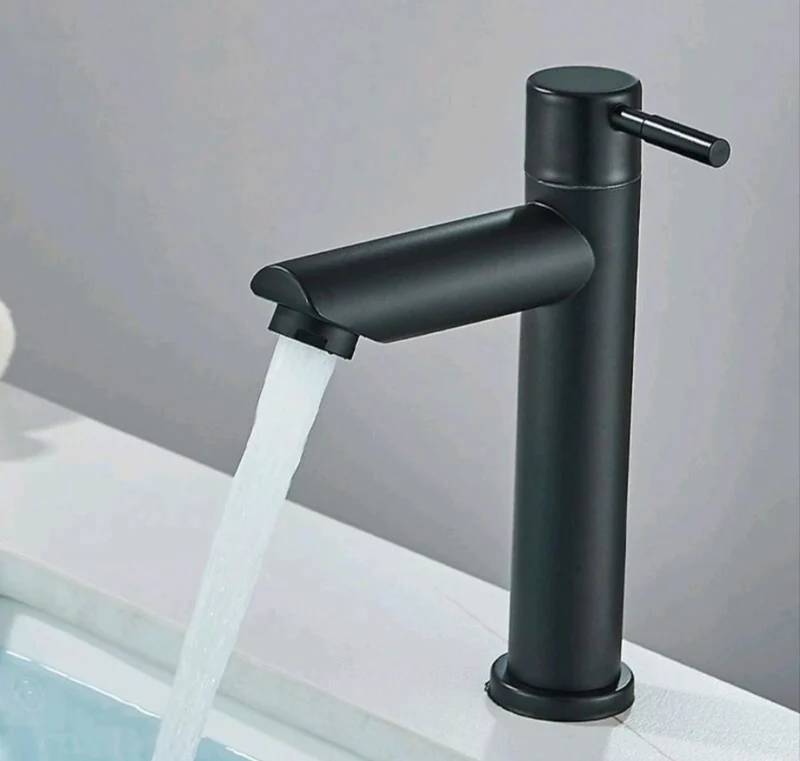 Bad Waschbecken Kaltwasserhahn Armatur Edelstahl Schwarz