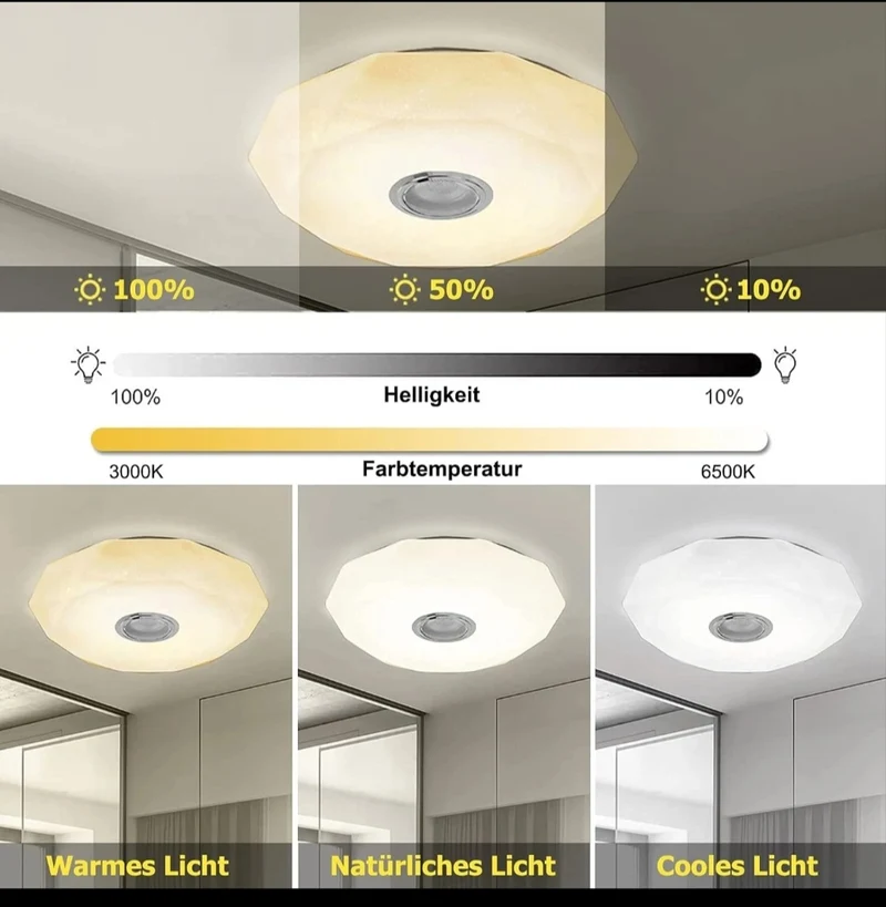 LED Deckenlampe Deckenleuchte Bluetooth Lautsprecher Rgb