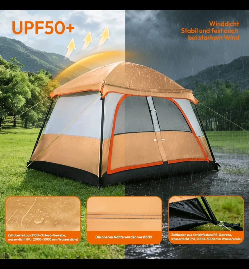 Campingzelt Pop Up Zelt Wurfzelt Familienzelt 4 Personen