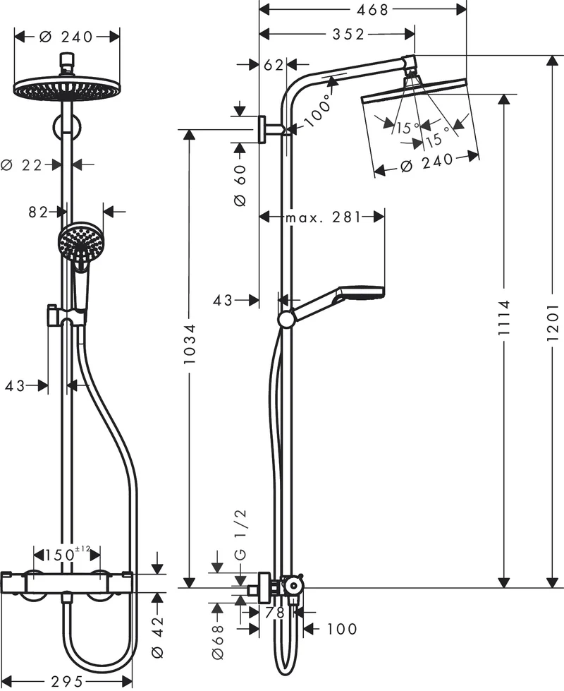 hansgrohe Crometta S 240 Duschsystem mit Thermostat