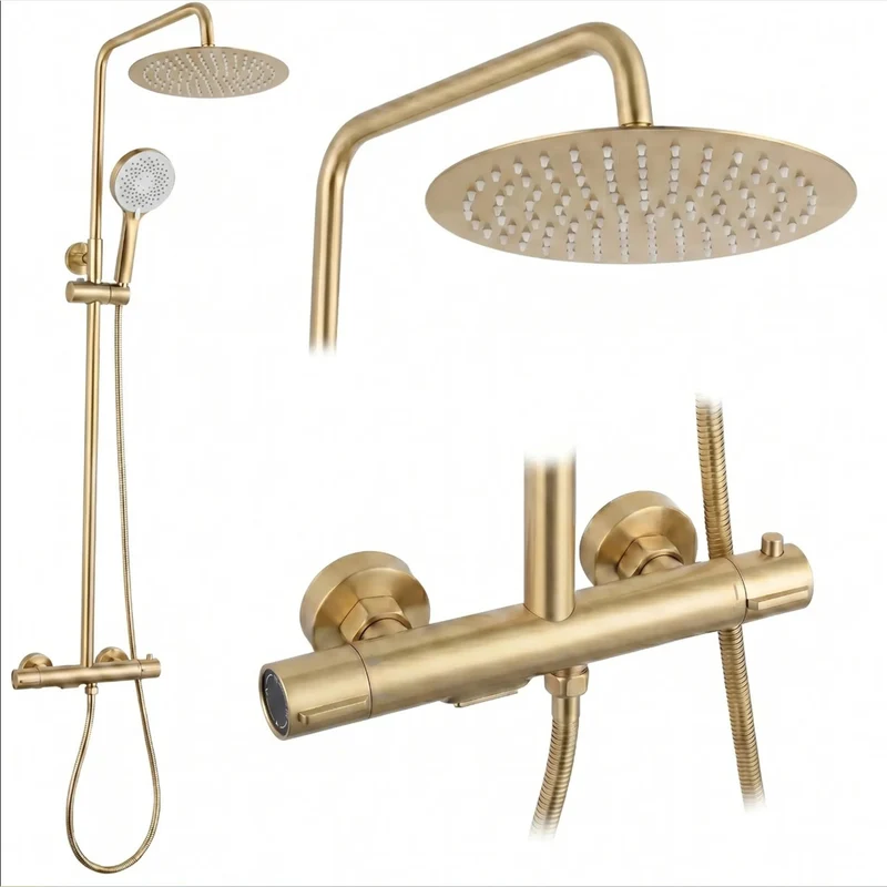Thermostat-Duschset Drop – Gold Matt