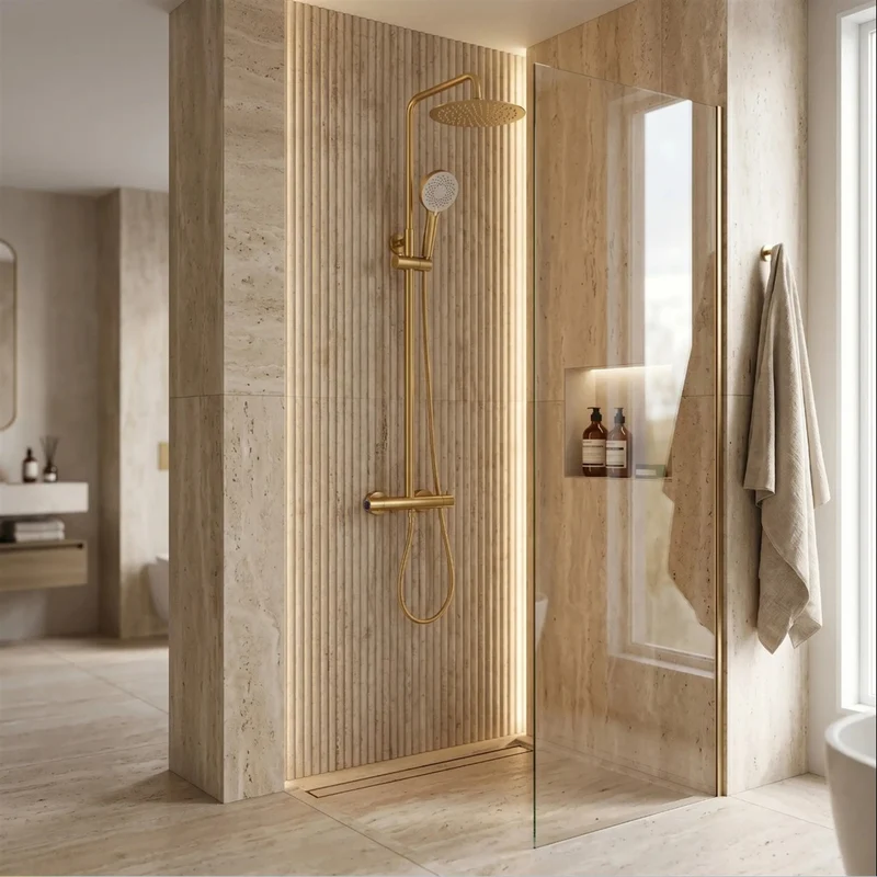 Thermostat-Duschset Drop – Gold Matt