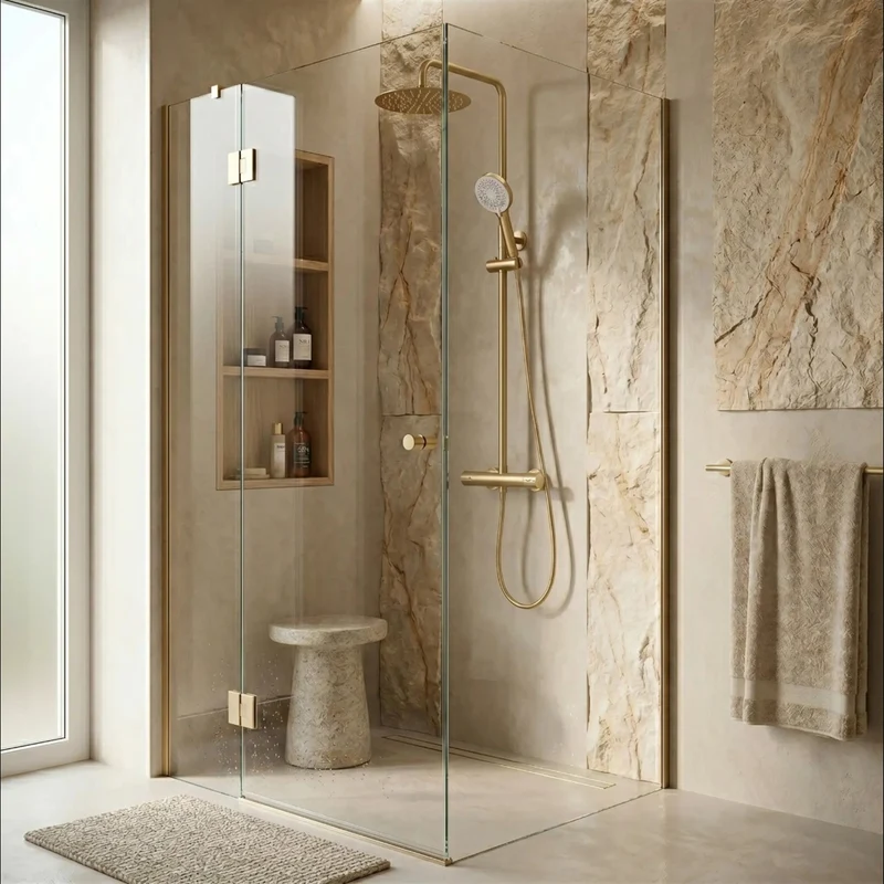 Thermostat-Duschset Drop – Gold Matt