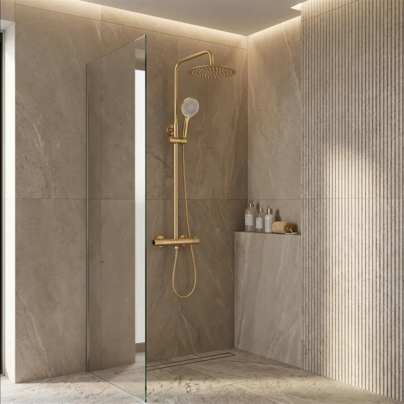 Thermostat-Duschset Drop – Gold Matt