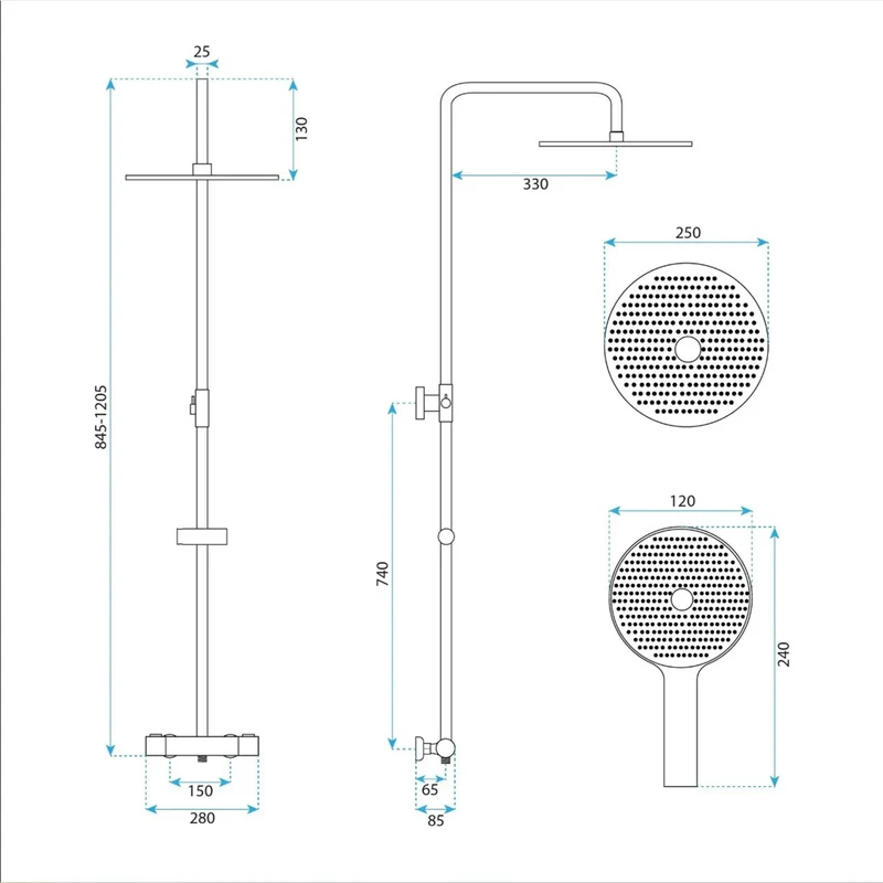 Thermostat-Duschset Drop – Gold Matt