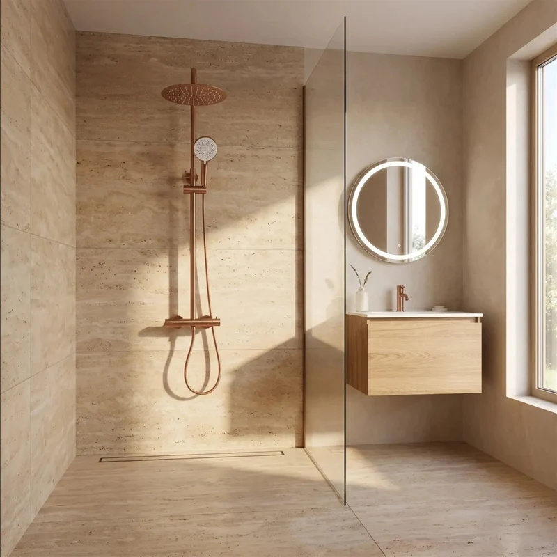 Thermostat-Duschset Drop – Kupfer Matt