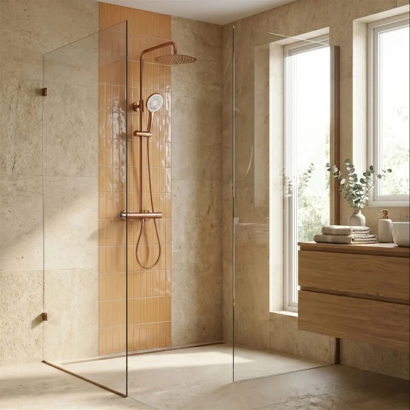 Thermostat-Duschset Drop – Kupfer Matt