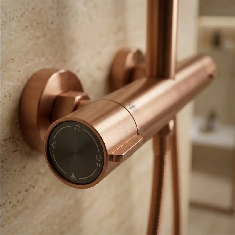 Thermostat-Duschset Drop – Kupfer Matt