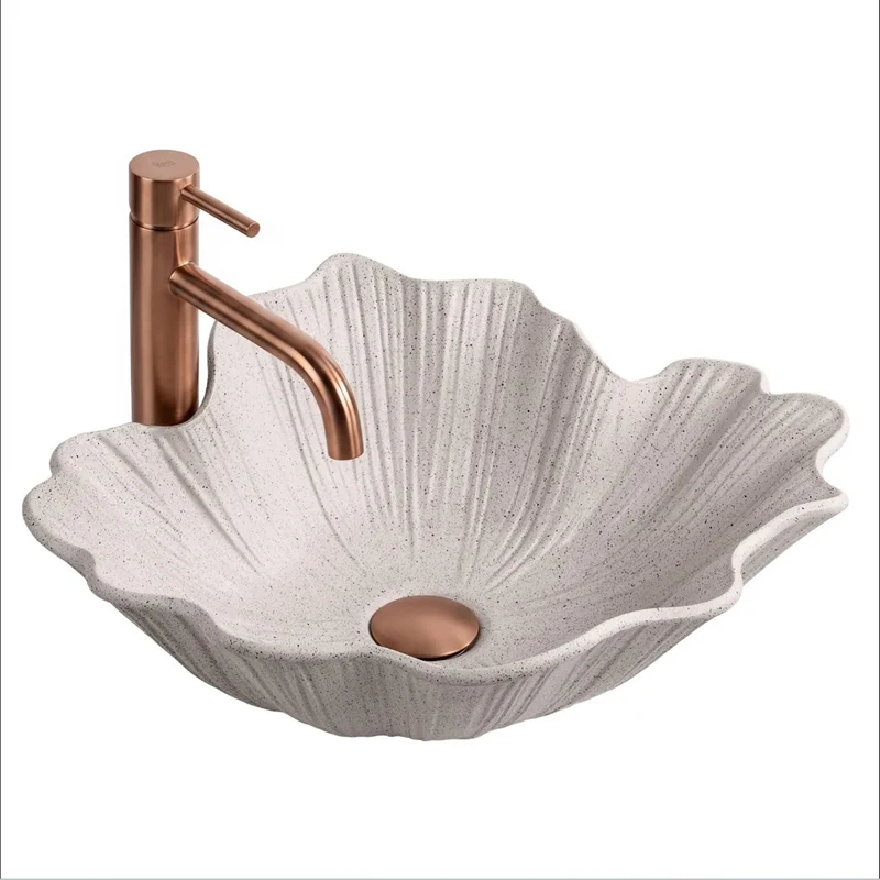 Aufsatzwaschbecken Flower – Beige 47,5 × 40 cm