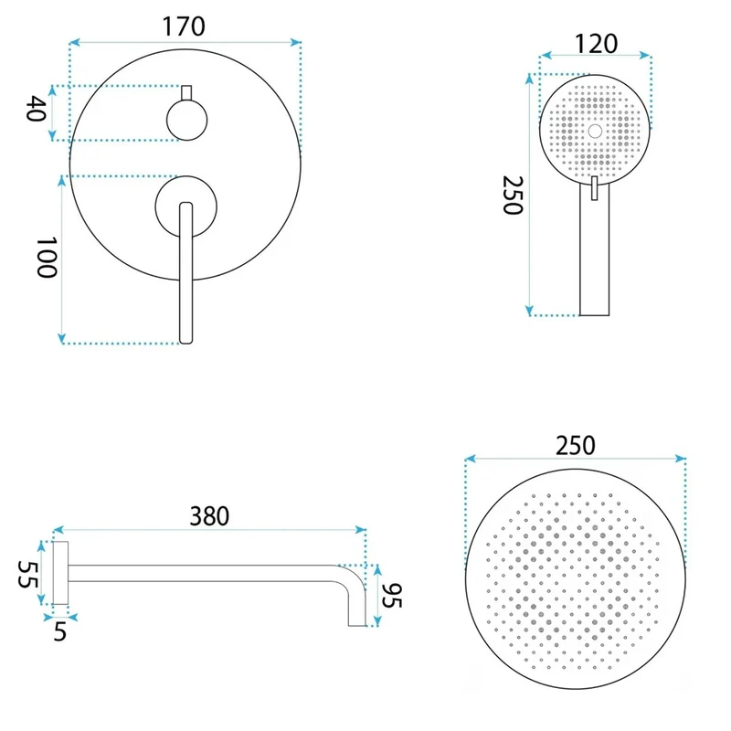 Unterputz-Duschset Grace – Kupfer Matt