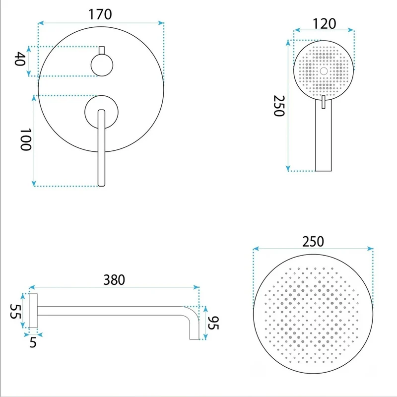 Unterputz-Duschset Grace – Titan