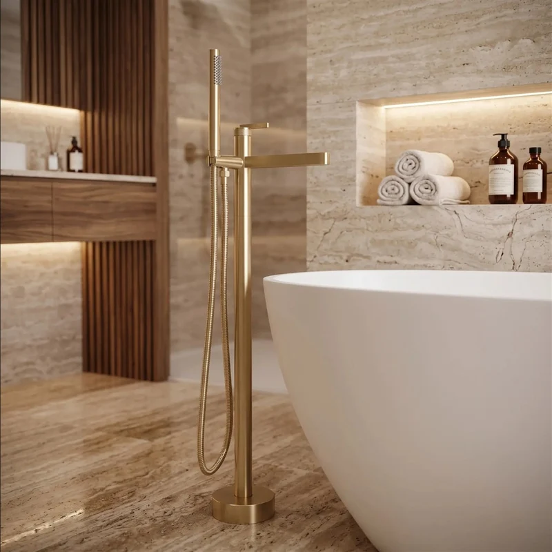 Freistehende Wannenarmatur Grace – Gold Matt
