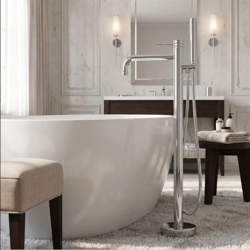 Freistehende Badewannenarmatur Lungo Diamond – Chrom