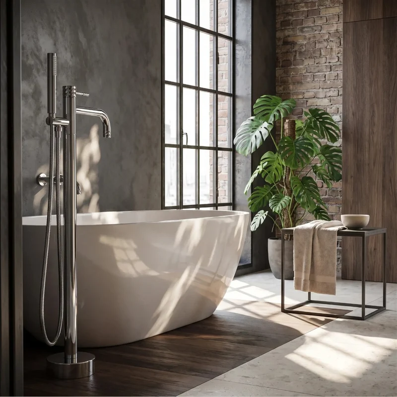 Freistehende Badewannenarmatur Lungo Diamond – Chrom