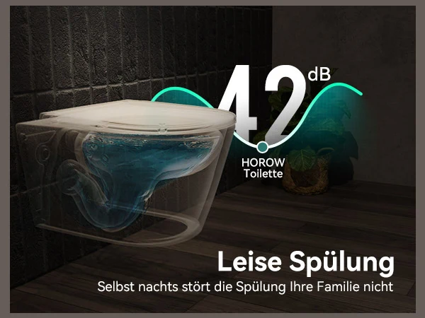 HOROW W384 Wand-WC spülrandlos, Hänge-Toilette mit 360° Superspin-Spülung