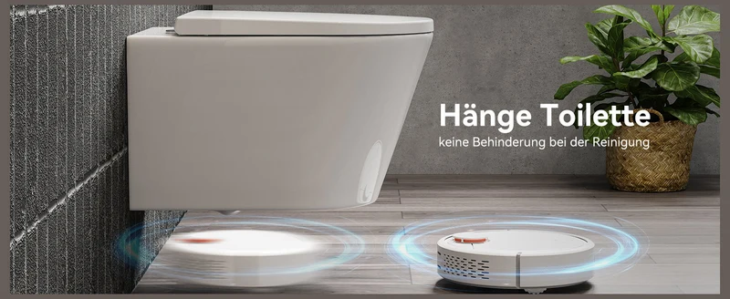 HOROW W384 Wand-WC spülrandlos, Hänge-Toilette mit 360° Superspin-Spülung