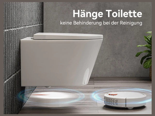 HOROW W384 Wand-WC spülrandlos, Hänge-Toilette mit 360° Superspin-Spülung