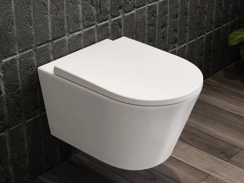 HOROW W384 Wand-WC spülrandlos, Hänge-Toilette mit 360° Superspin-Spülung