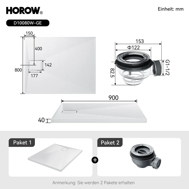 HOROW D10080W – Modernes Duschtassen-Design für jedes Badezimmer