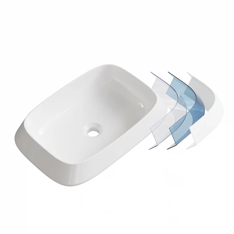 HOROW F12A-S5235 Aufsatzwaschbecken Oval Weiß ohne Hahnloch